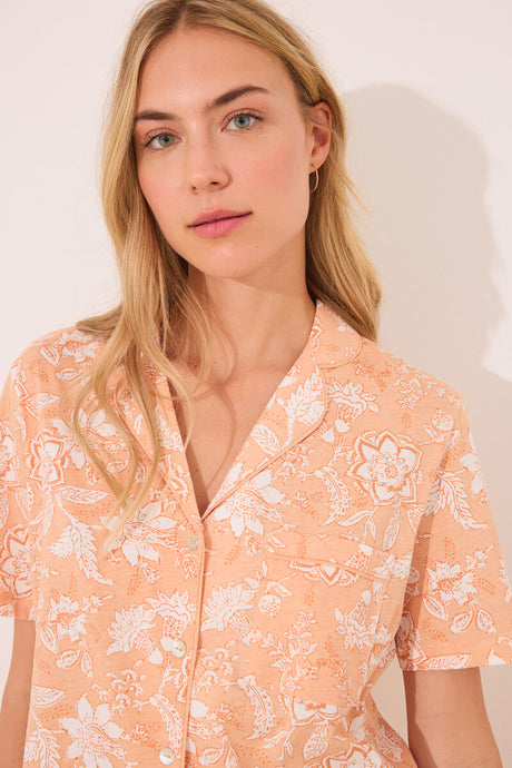 Women Secret-Orange cotton Capri shirt pajamas-sold by FIG