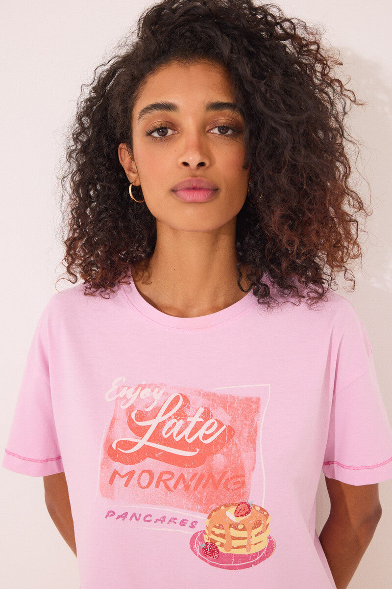 Women Secret-Short sleeve pink 100% cotton t-shirt- sold by FIG