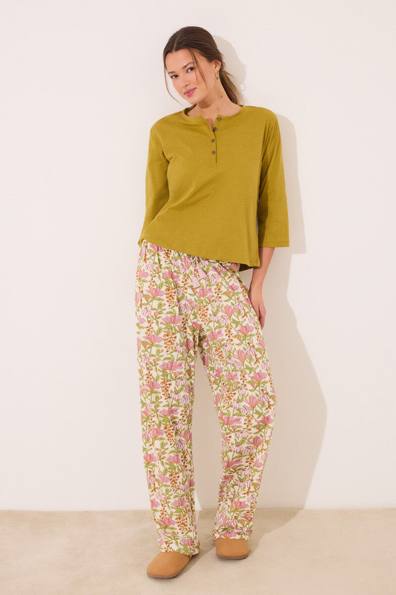 Women Secret-Long sleeve t-shirt 100% cotton khaki- sold by FIG