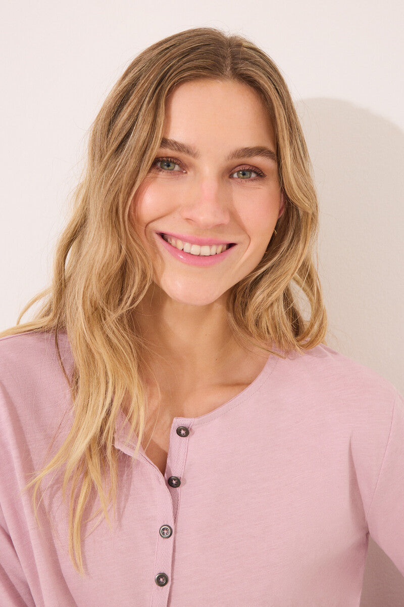 Women Secret-Long sleeve T-shirt 100% cotton pink color- sold by FIG