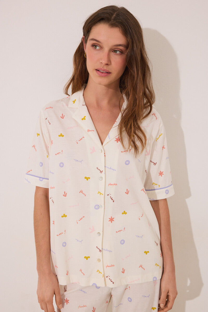 Women Secret-100% cotton shirt pajamas with "J ́ADORE" print-sold by FIG