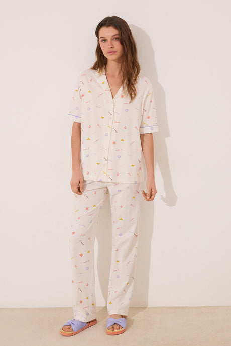 Women Secret-100% cotton shirt pajamas with "J ́ADORE" print-sold by FIG
