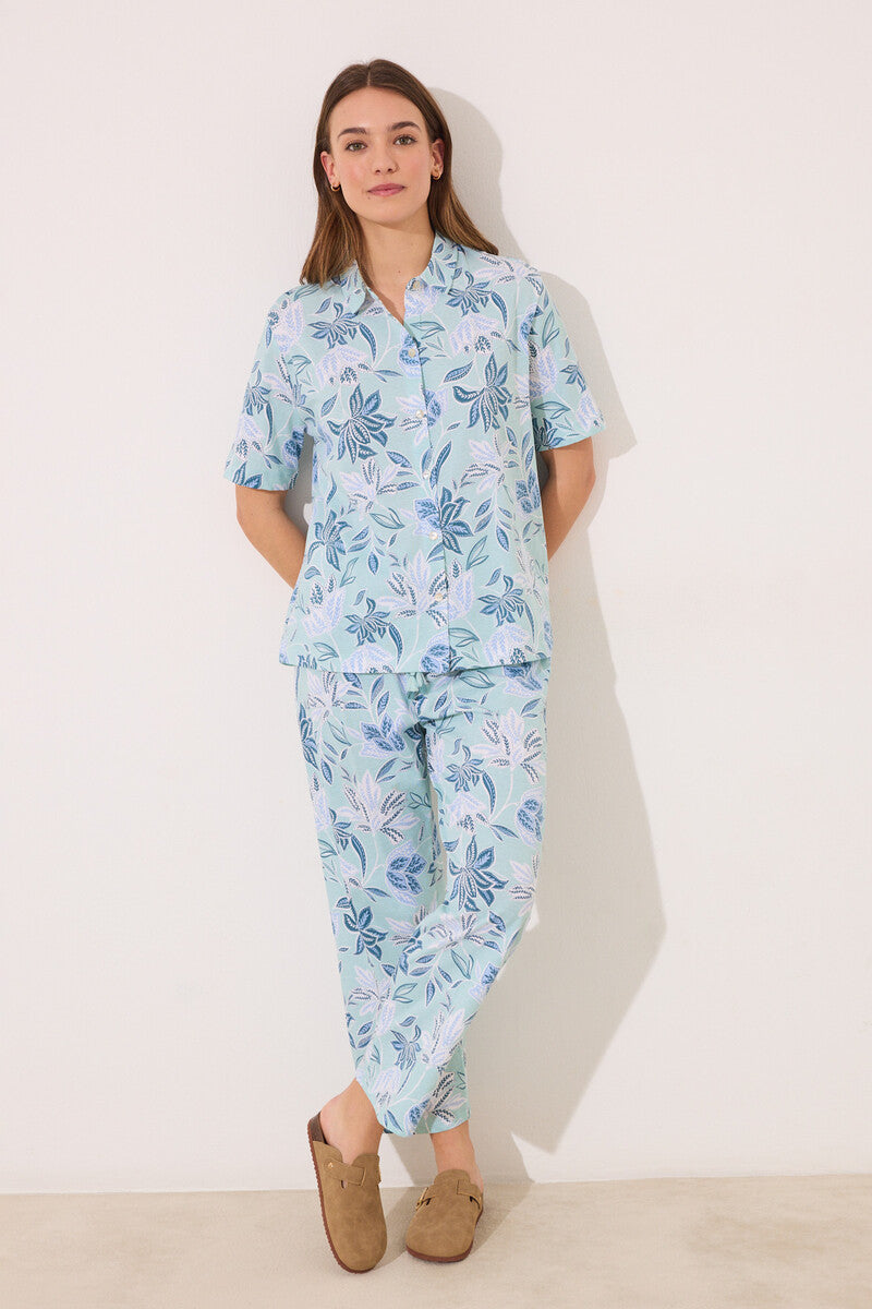 Women Secret-Capri shirt pajamas 100% cotton flowers-sold by FIG