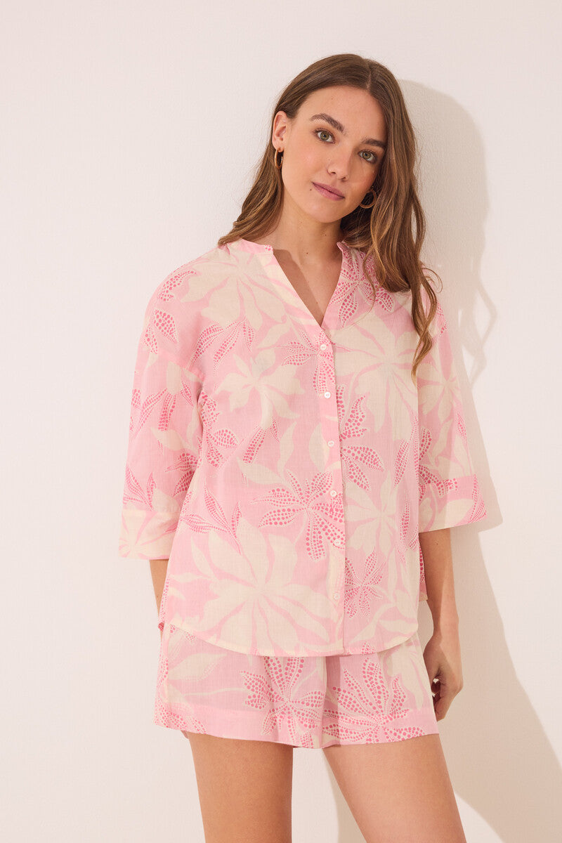 Women Secret-100% cotton voile shirt pajamas with floral print- sold by FIG