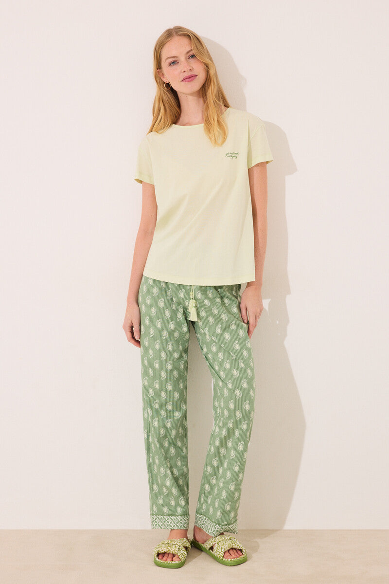Women Secret-cotton pyjamas with green print- sold by FIG