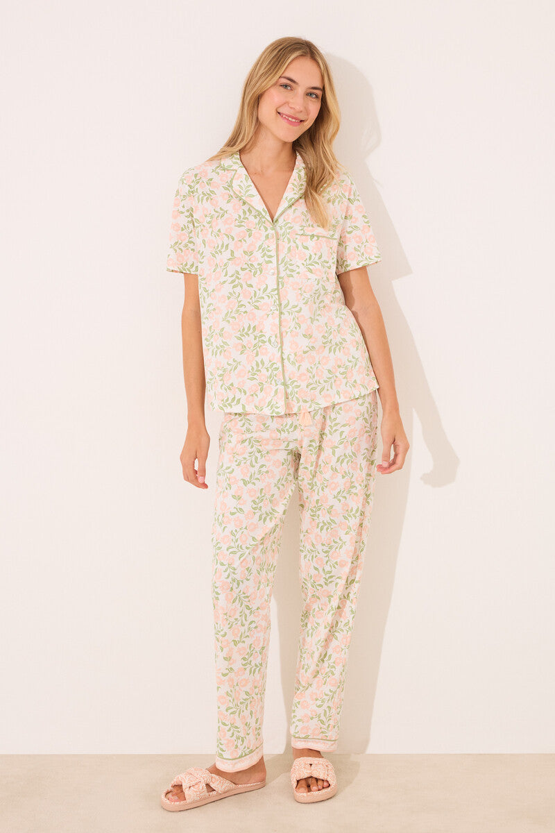 Women Secret-Cotton shirt pajamas with pink print- sold by FIG