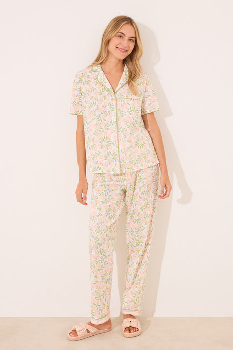 Women Secret-Cotton shirt pajamas with pink print- sold by FIG