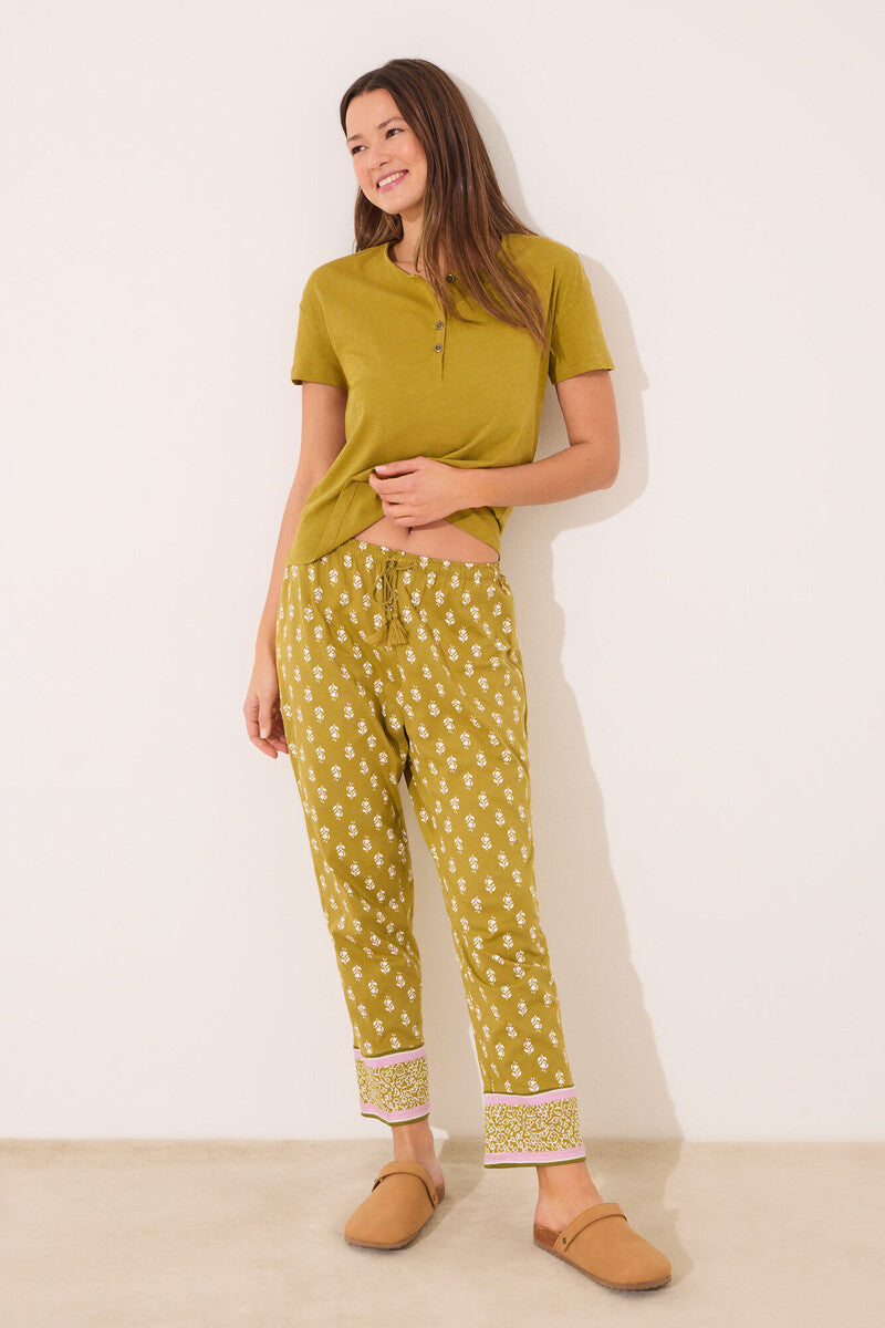 Women Secret-Long carrot pants 100% cotton print- sold by FIG