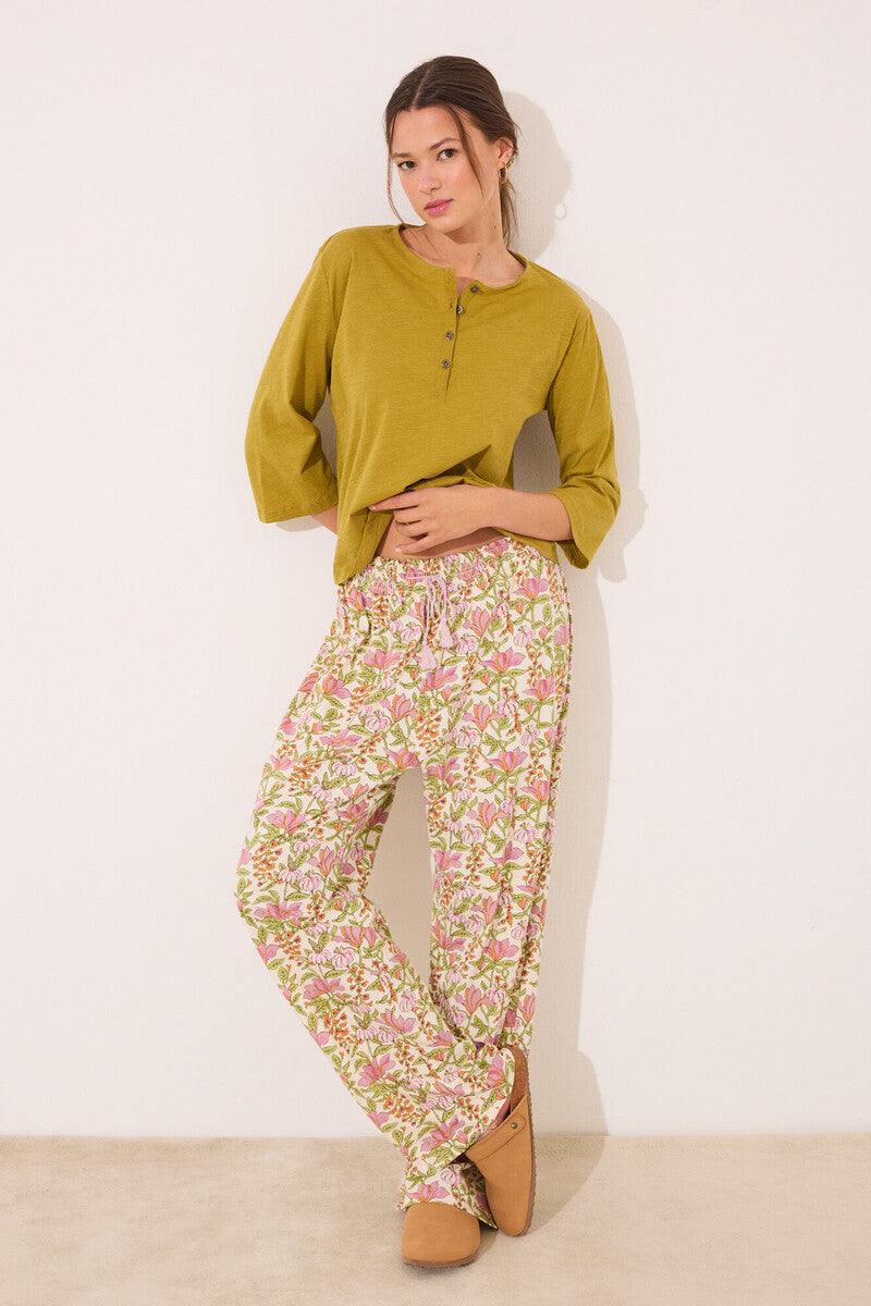 Women Secret-Long lounge pants 100% cotton flowers- sold by FIG