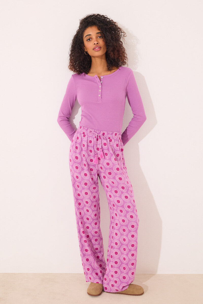 Women Secret-Long viscose trousers with geometric print-sold by FIG