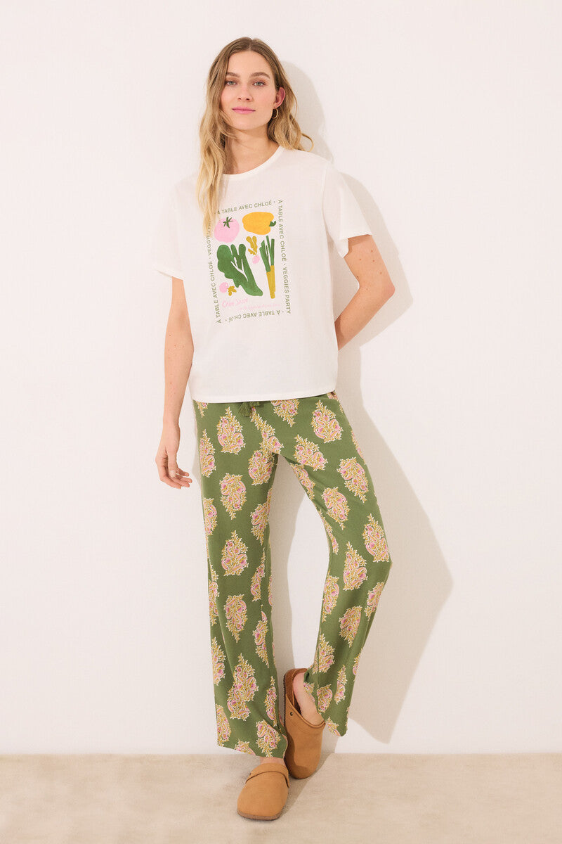 Women Secret-Long trousers for living at home with viscose flowers- sold by FIG