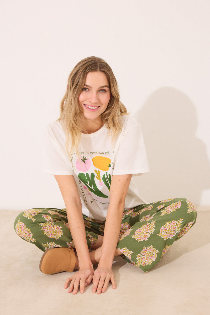 Women Secret-Long trousers for living at home with viscose flowers- sold by FIG