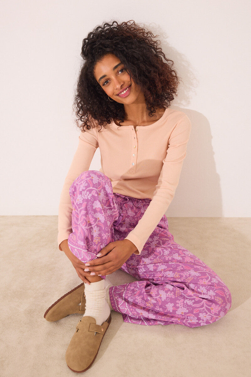 Women Secret-Long viscose trousers with boho floral print-sold by FIG