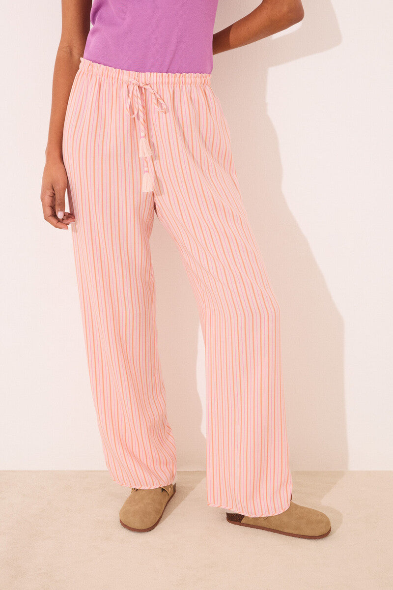 Women Secret-Long viscose trousers with striped print-sold by FIG