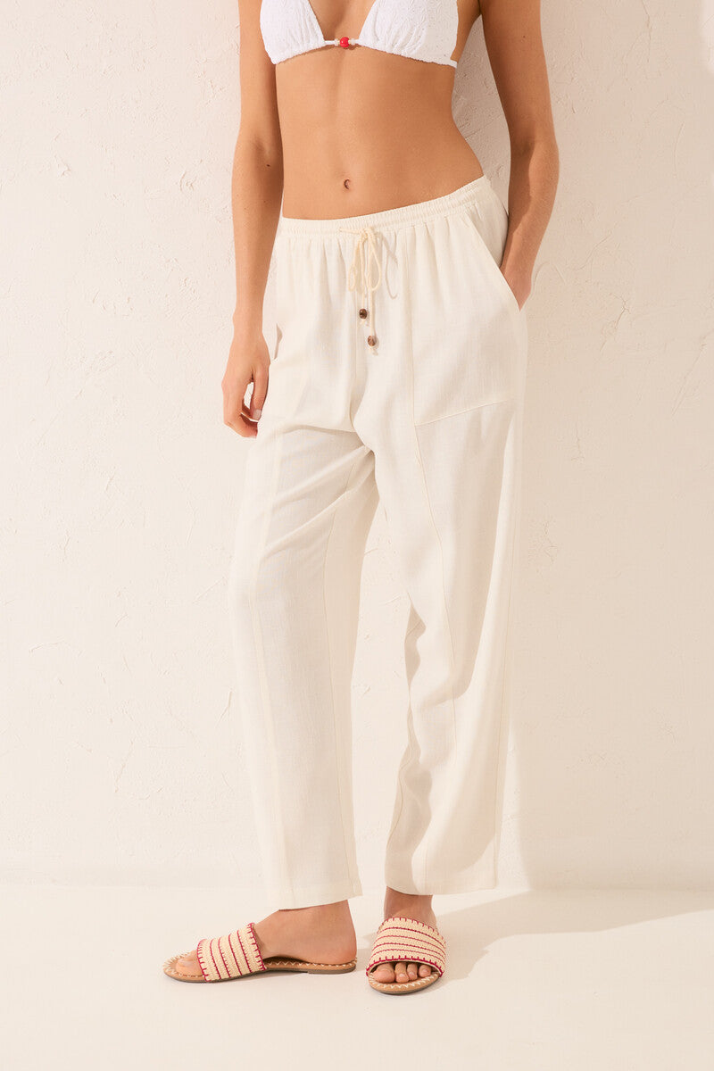 Women Secret-White linen capri pants- sold by FIG