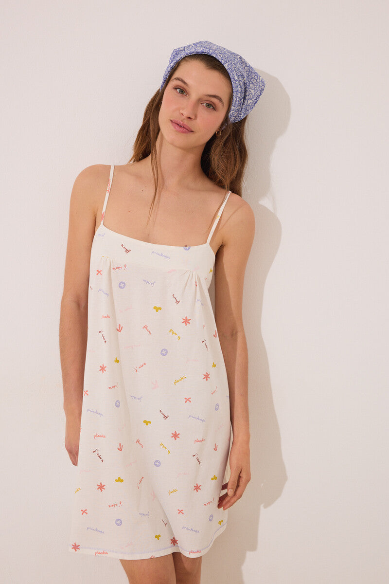 Women Secret-100% cotton midi nightgown with "J'ADORE" print-sold by FIG