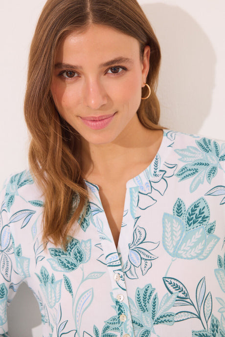 Women Secret-Viscose Sleepshirt with Green Flowers-sold by FIG