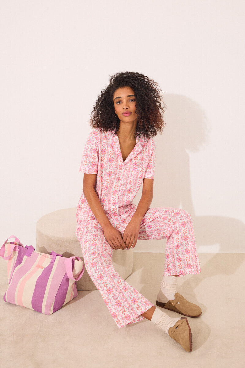 Women Secret-Capri shirt pajamas 100% cotton flowers-sold by FIG