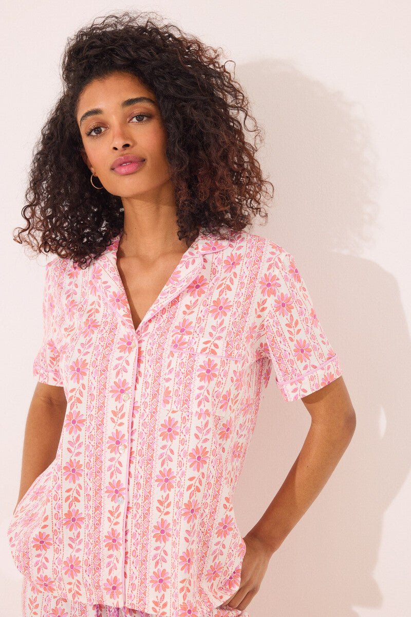 Women Secret-Capri shirt pajamas 100% cotton flowers-sold by FIG