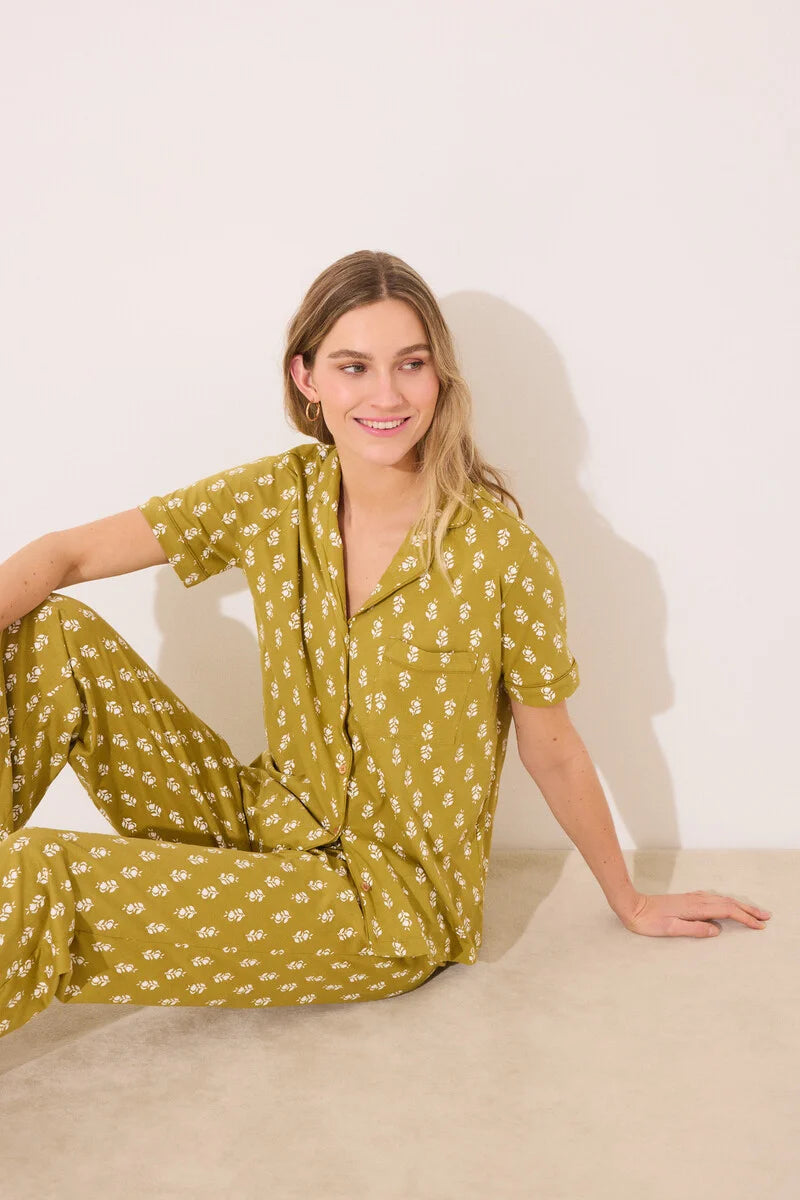 women'secret - Khaki shirt pajamas 100% cotton with prints - sold by FIG