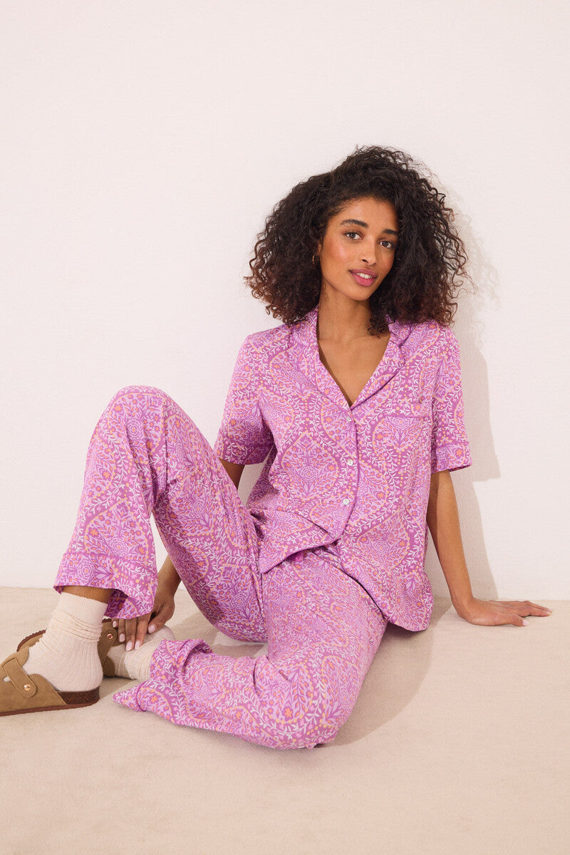 Women Secret-Viscose shirt pyjamas with boho print-sold by FIG