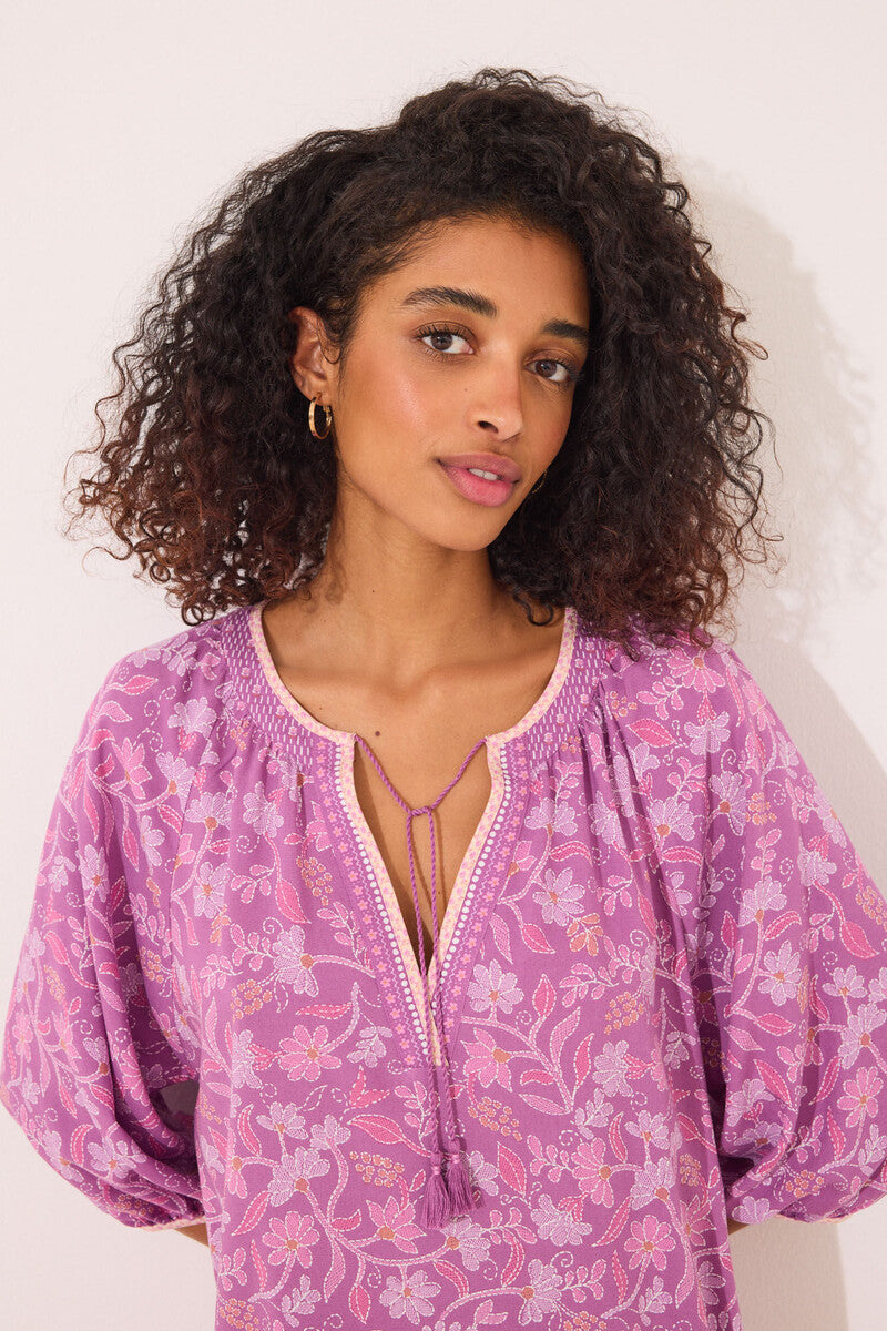 Women Secret-Viscose sleeping shirt with boho floral print-sold by FIG