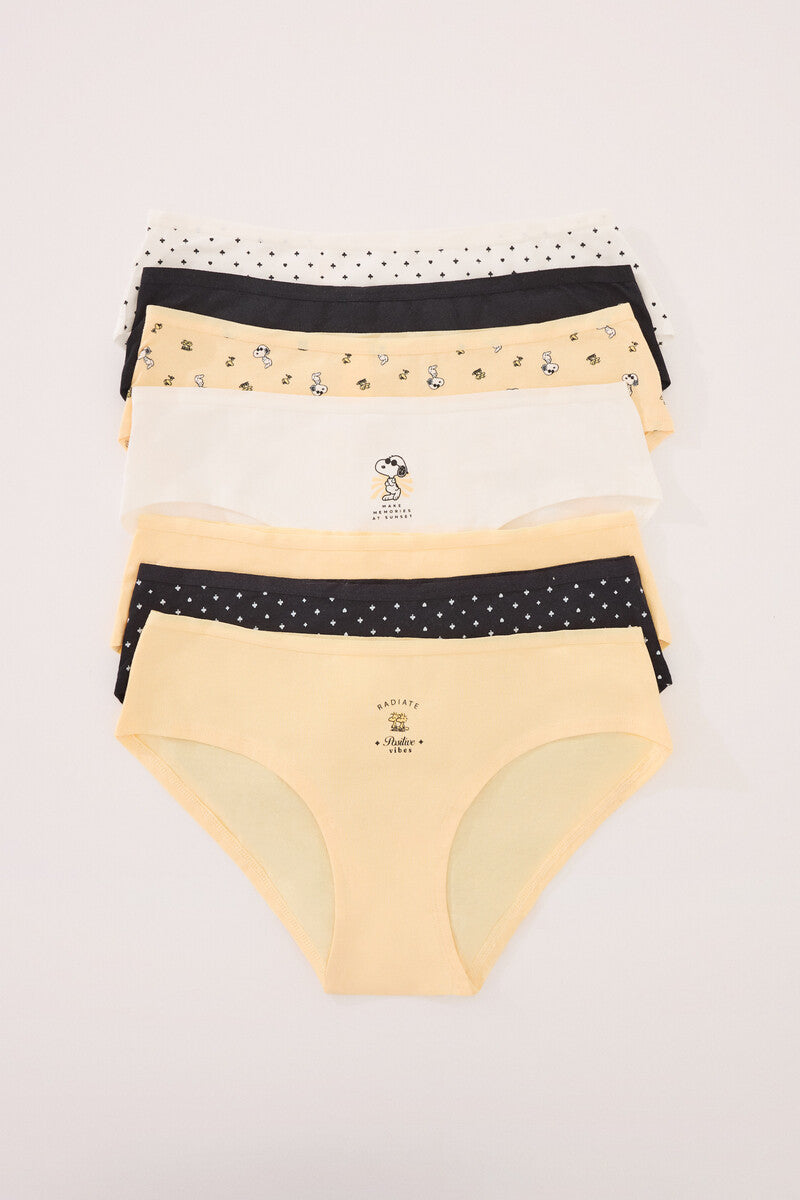 Women Secret-Pack of 7 wide cotton panties with Snoopy print-sold by FIG