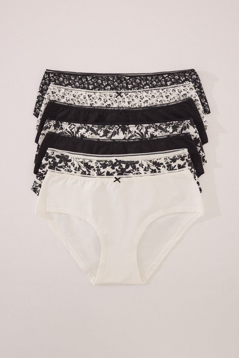 women'secret - Pack of 7 wide cotton panties with mixed print B&N - sold by FIG