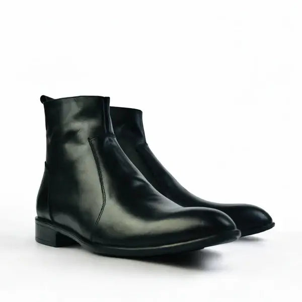 Leazus - Leather Zipper Boot - Zipup Black
