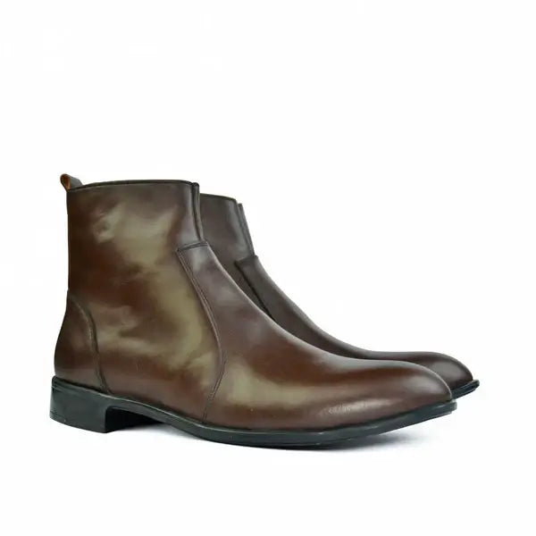 Leazus - Leather Zipper Boot - Zipup Brown