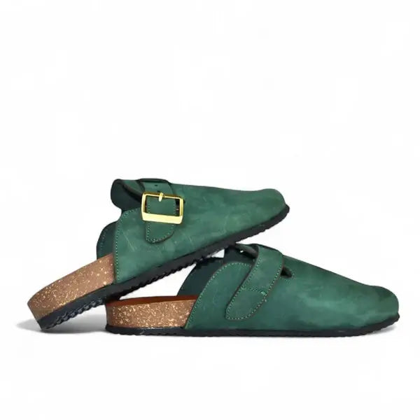 Leazus - Leather SnapClog - Olive Green