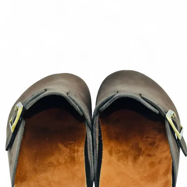 Leazus - Leather SnapClog - Brown