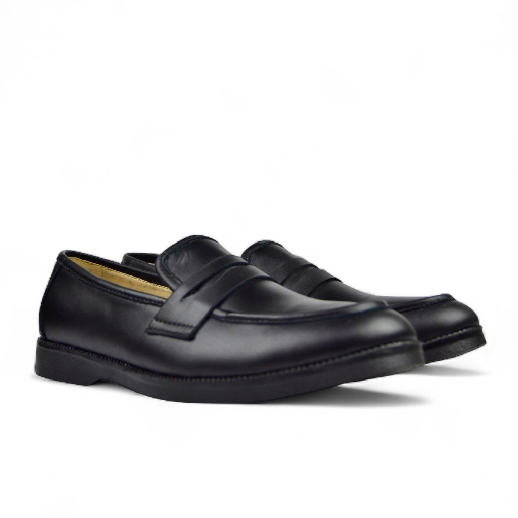 Leazus - Leather College Loafer - Black