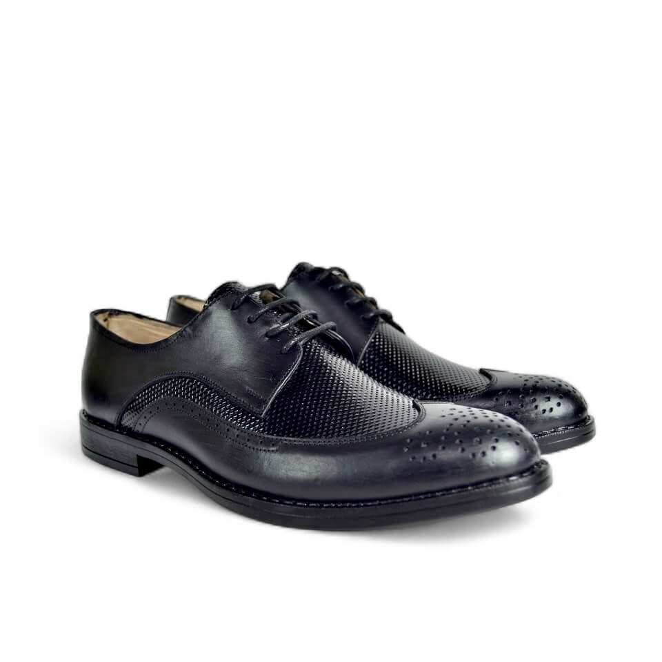 Leazus - Two-Tone Oxford Brogue - Black