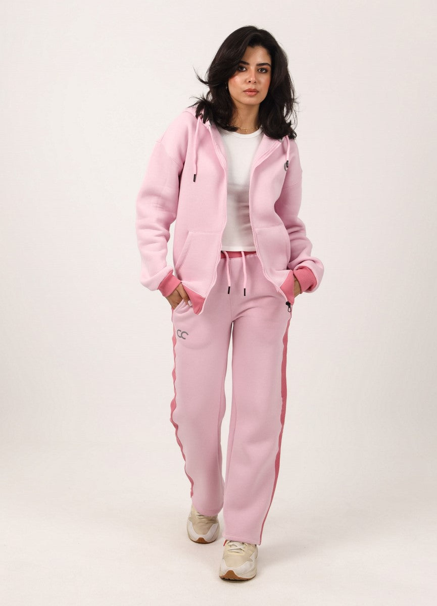 Shechick - Two -Tones Pink Hoodie Tracksuit Set