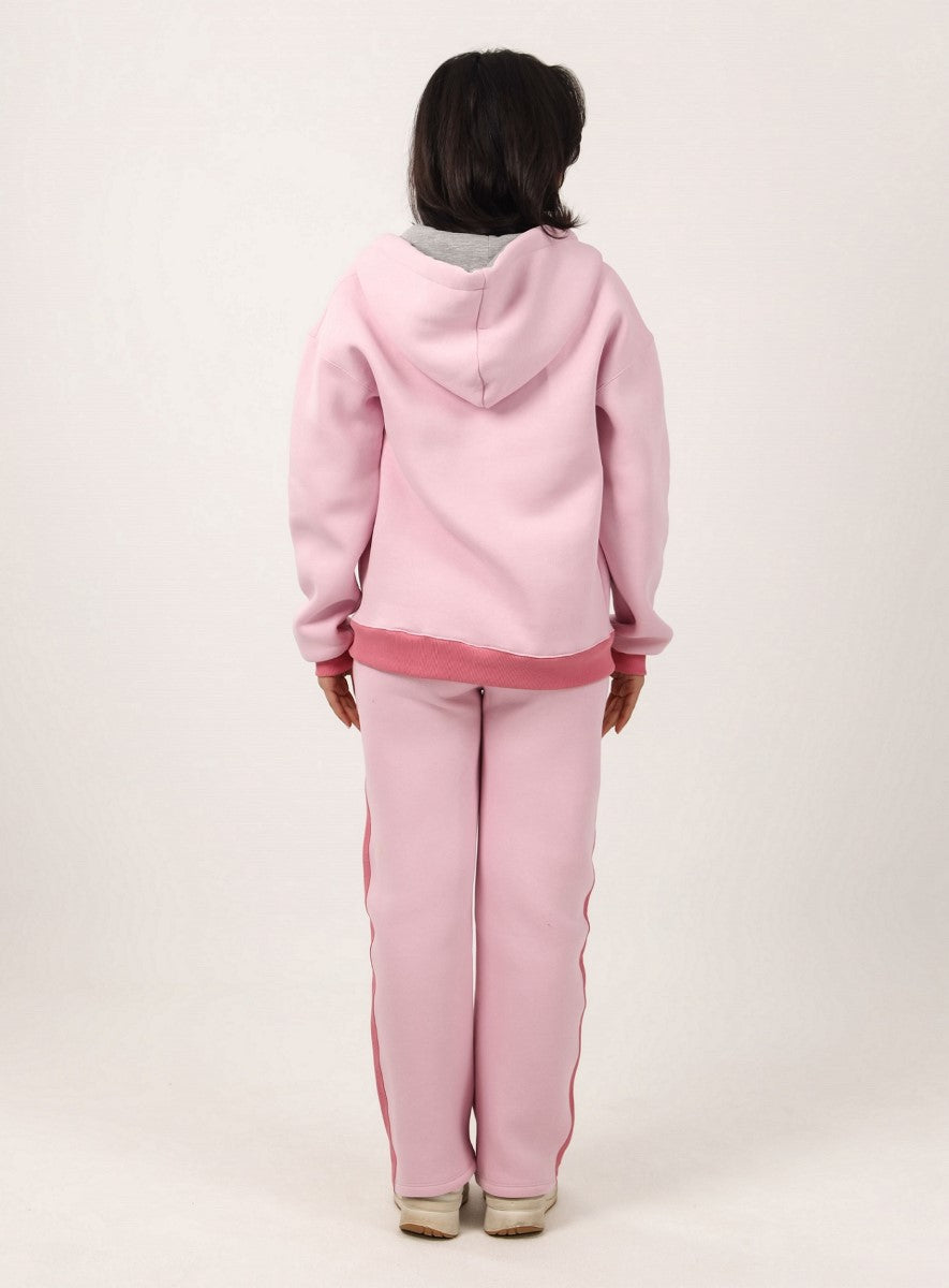 Shechick - Two -Tones Pink Hoodie Tracksuit Set