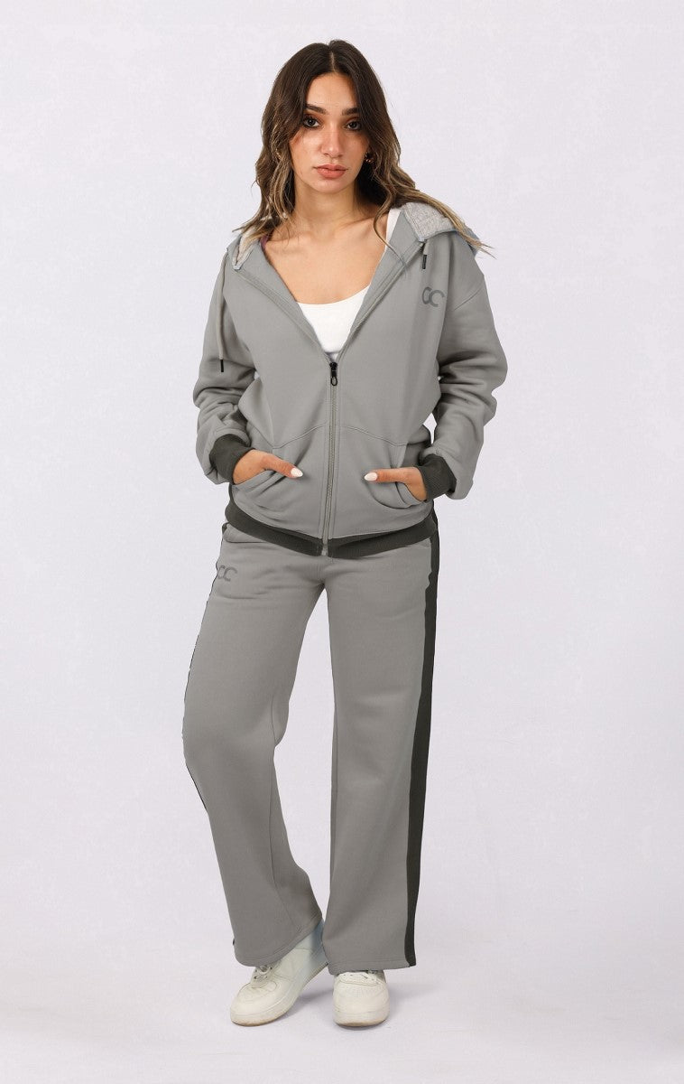 Shechick - Two -Tones Grey Hoodie Tracksuit Set