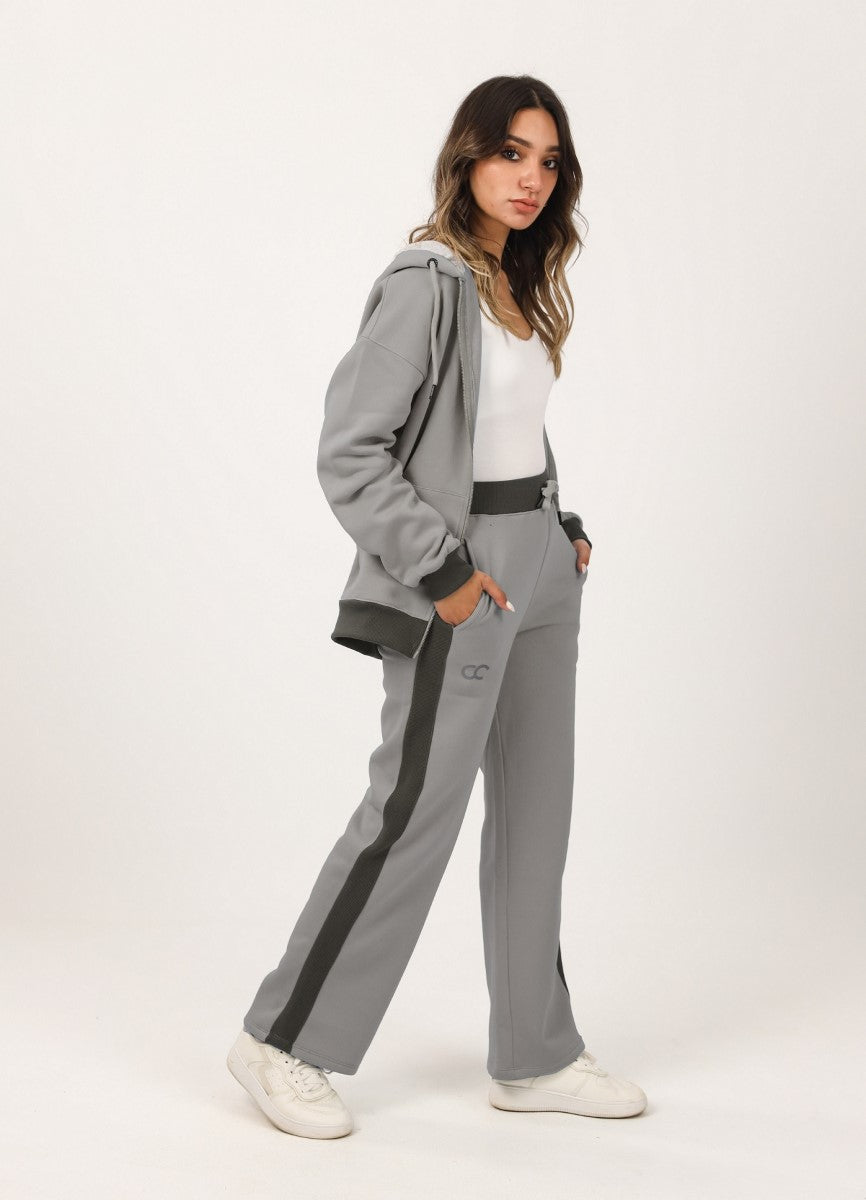 Shechick - Two -Tones Grey Hoodie Tracksuit Set