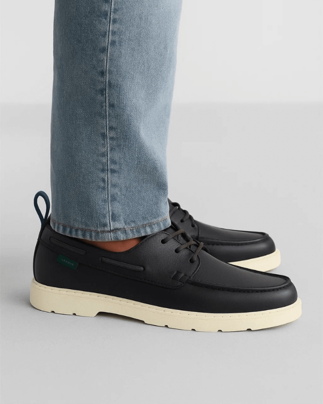 Leazus - Leather Boat Shoes - Black