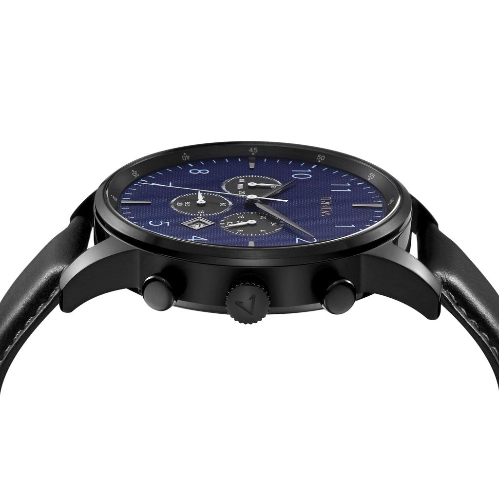 TRNDA BLACK STAINLESS STEEL 43MM - TIMELESS MEN'S WATCH WITH DARK BLUE DIAL