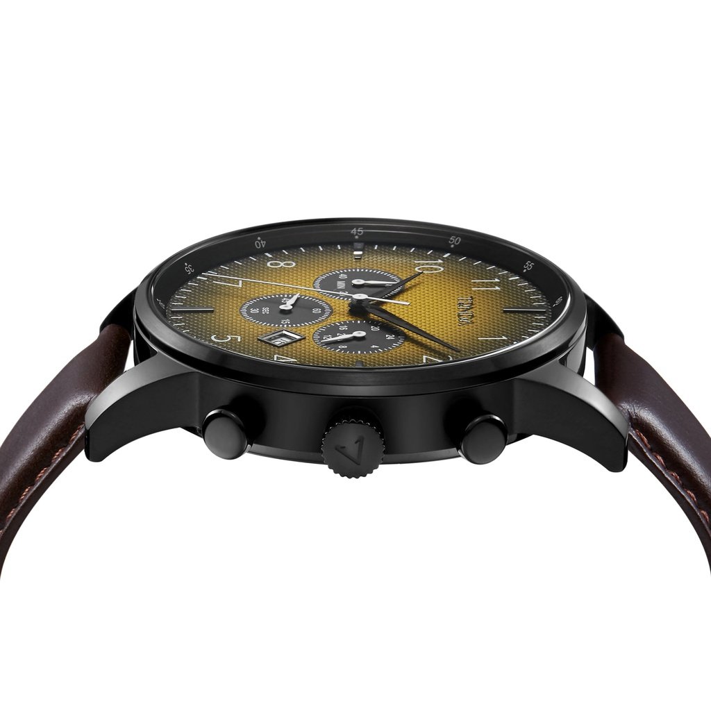 TRNDA STAINLESS STEEL MEN'S WATCH - TIMELESS BLACK & BROWN TREND WITH GRADIENT DIAL