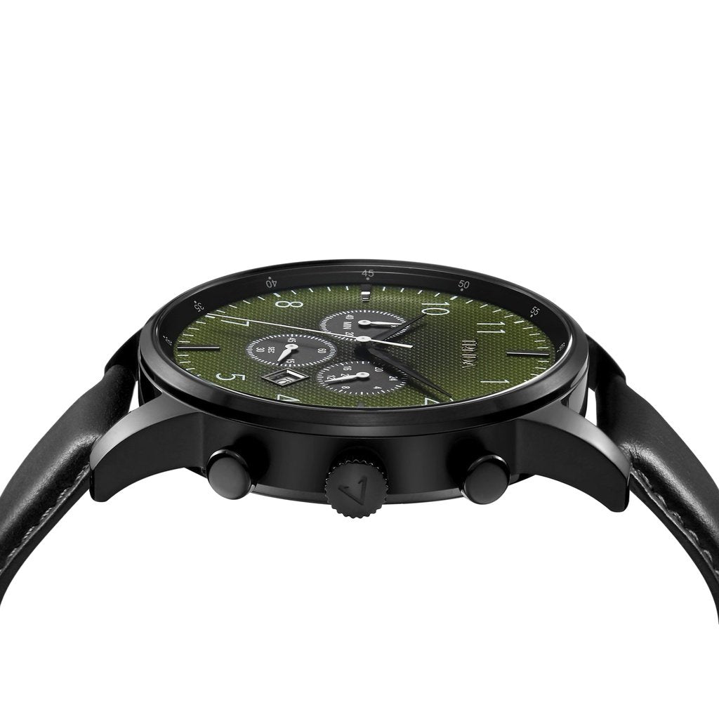 TRNDA MEN'S CLASSIC STAINLESS STEEL WATCH - BLACK CASE & GRADIENT SEAWEED GREEN DIAL