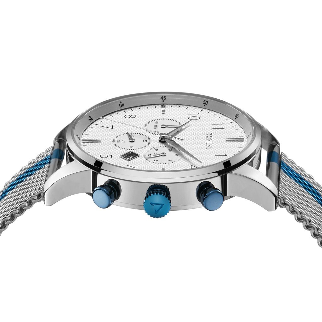 TRNDA STAINLESS STEEL MENS WATCH - TIMELESS SILVER MESH & WHITE DIAL FASHION STATEMENT