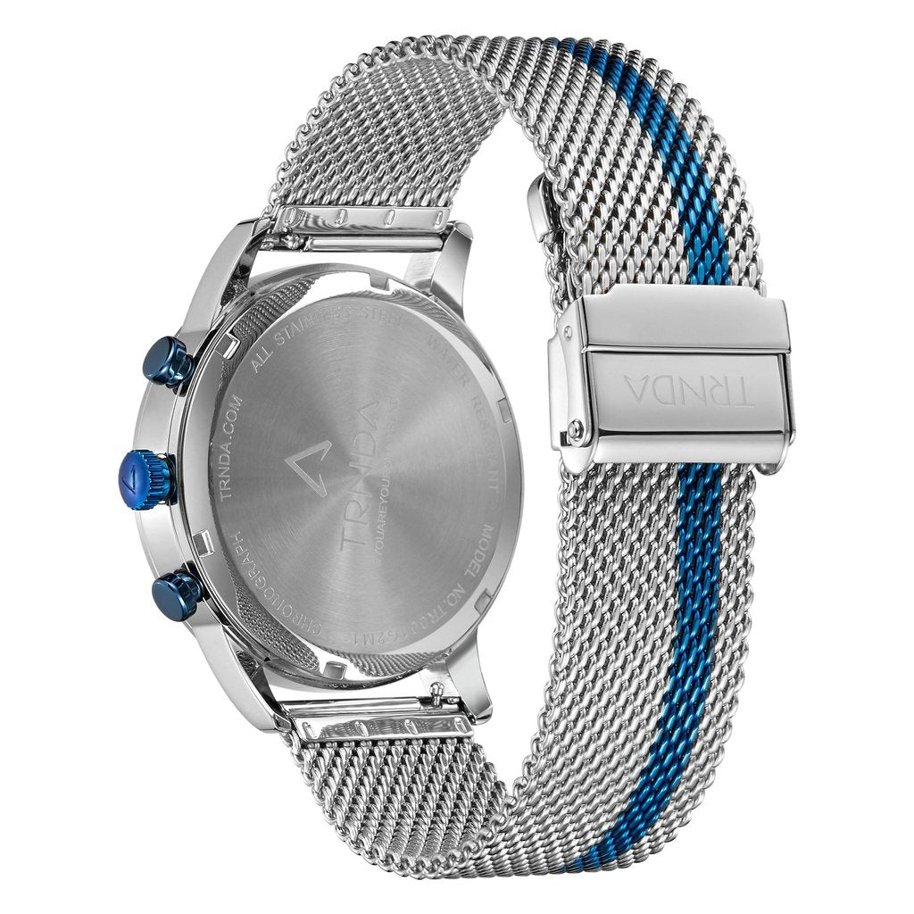 TRNDA STAINLESS STEEL MENS WATCH - TIMELESS SILVER MESH & WHITE DIAL FASHION STATEMENT