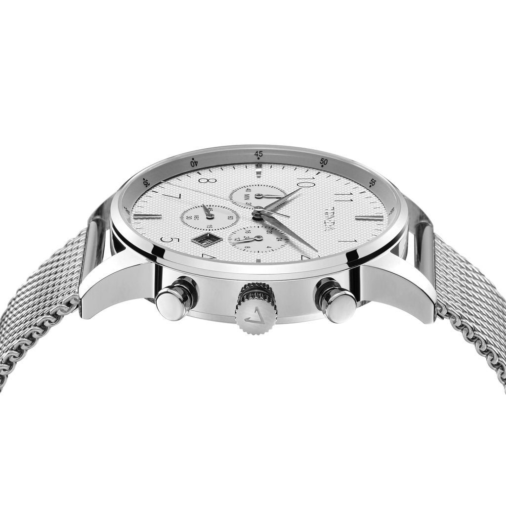 TRNDA TRENDY STAINLESS STEEL MENS WATCH - TIMELESS SILVER MESH & DIAL FASHION STATEMENT
