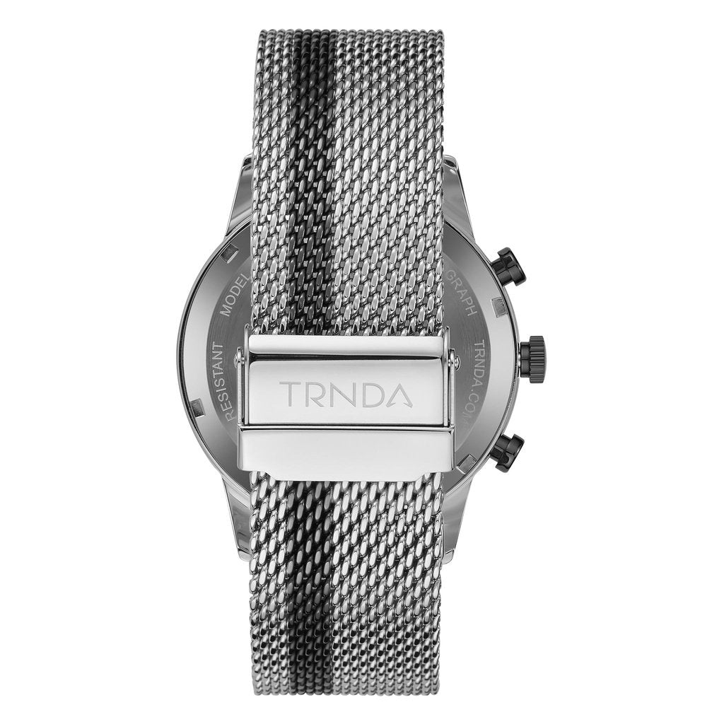 TRNDA STAINLESS STEEL MENS WATCH - ELEGANT GRADIENT GRAY DIAL & MESH BAND