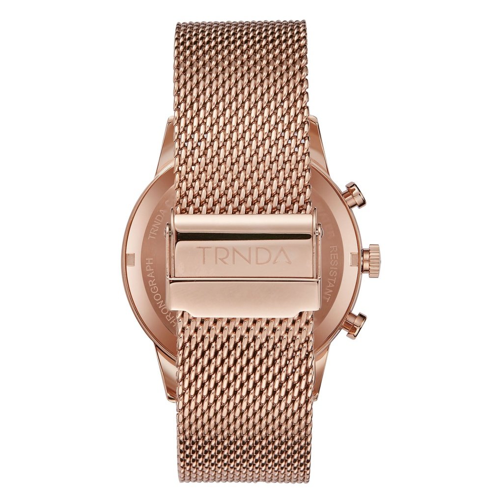 TRNDA ROSE GOLD MESH STAINLESS STEEL - ELEGANT TIMEPIECE FOR MEN WITH DARK BLUE DIAL