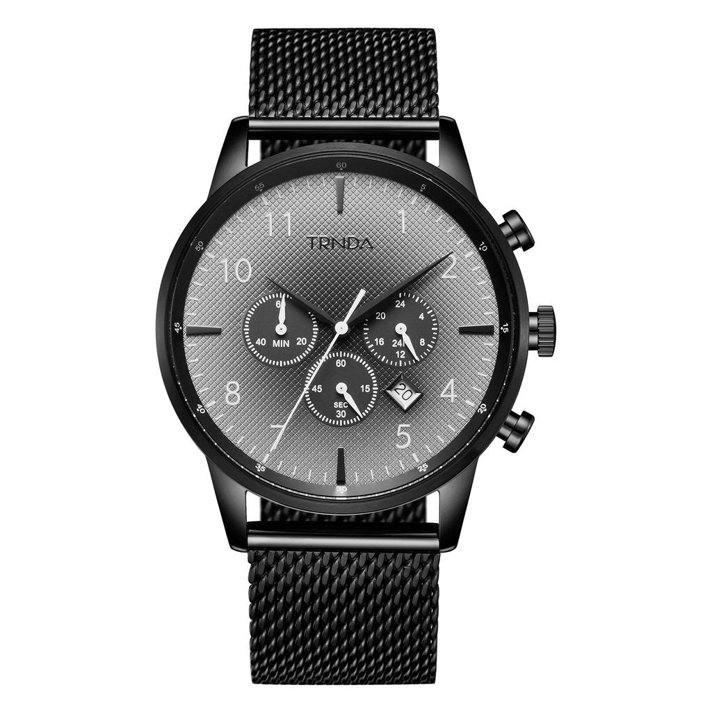 TRNDA STAINLESS STEEL MENS WATCH - TIMELESS BLACK & GRADIENT DIAL FASHION STATEMENT