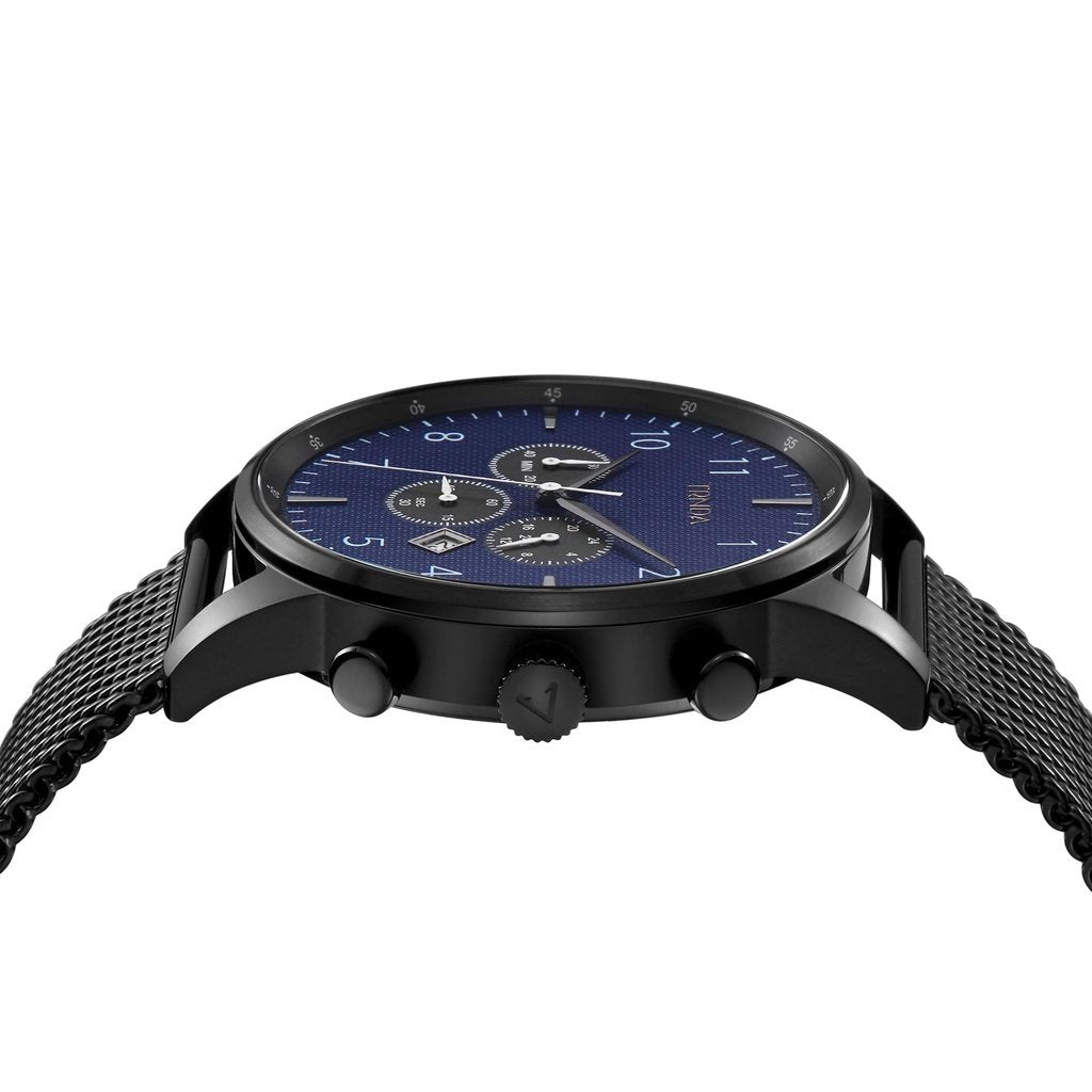 TRNDA STAINLESS STEEL MEN'S WATCH - TIMELESS FASHION WITH DARK BLUE DIAL & BLACK MESH BAND