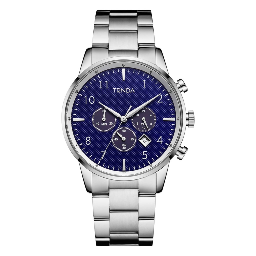 TRNDA STAINLESS STEEL TIMEPIECE - ELEGANT METALLIC BLUE DIAL MEN'S WATCH